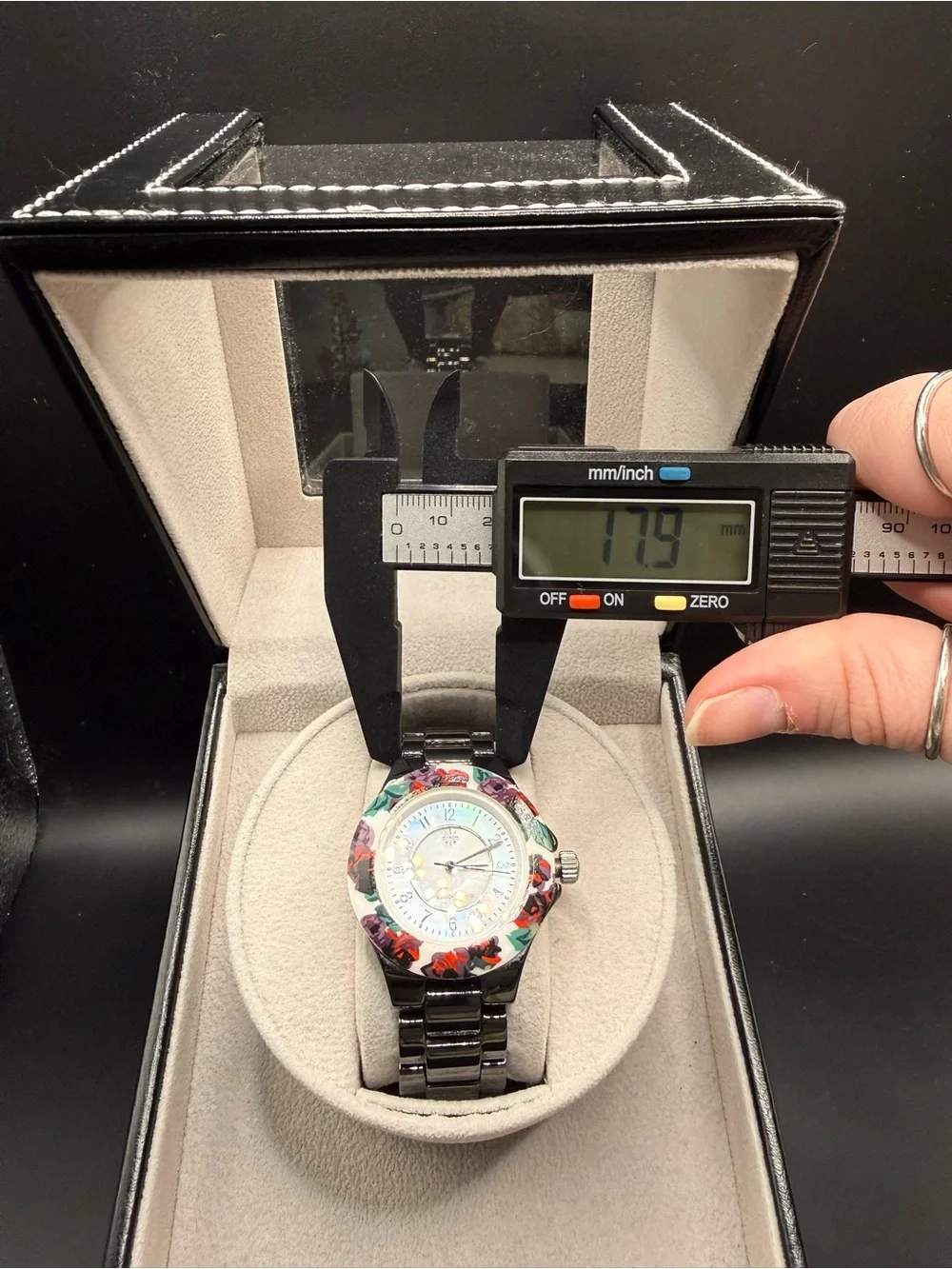 Isaac Mizrahi Live! Black Floral Bracelet Watch - Rare Find!